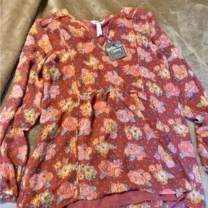 Matilda Jane Floral Blouse - Rust and Yellow